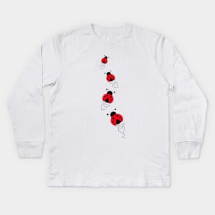 LADY Bug Love Happy Valentines Day. Kids Long Sleeve T-Shirt